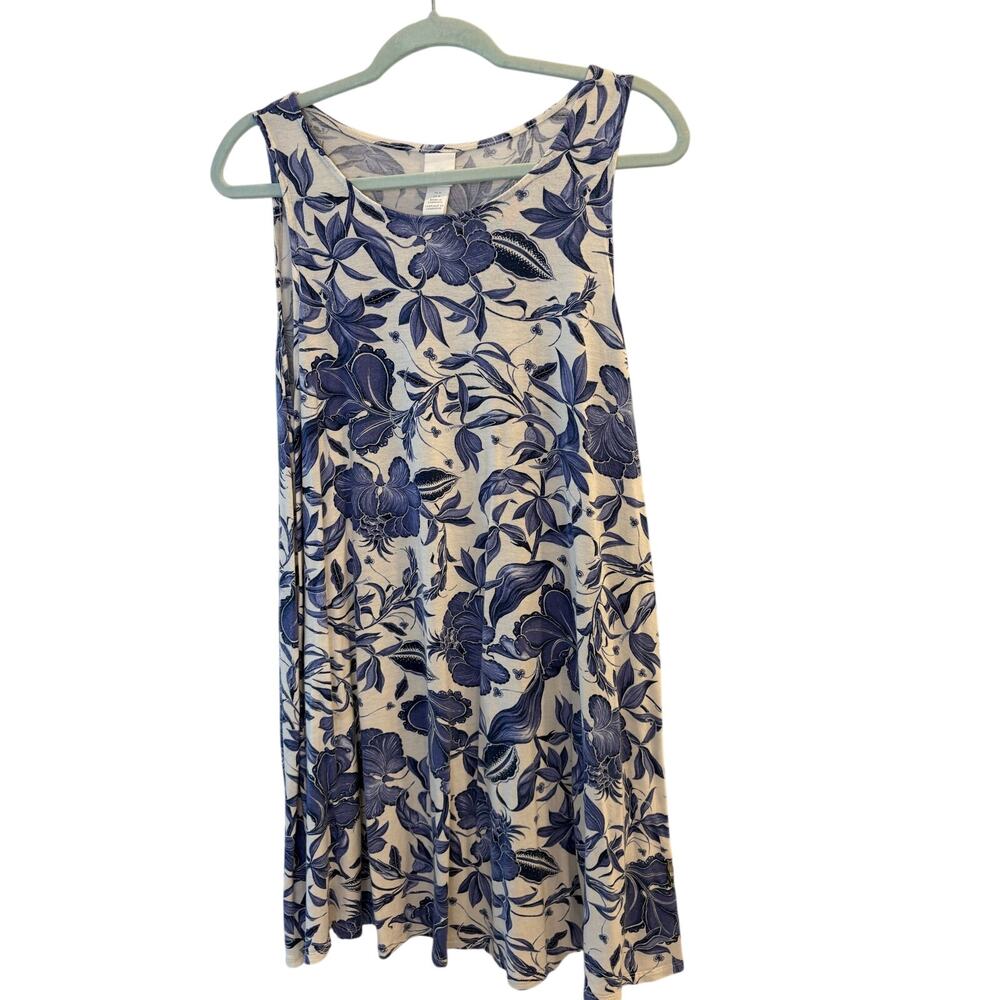 H&M Blue Floral Paisley Sleeveless Dress Lightweight Summer Tank Dress Medium